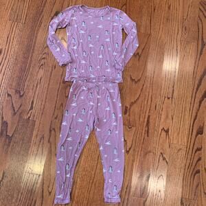 Kyte Penquin & Seal Long Sleeve Matching Pajama Set | Purple Gray | 5T